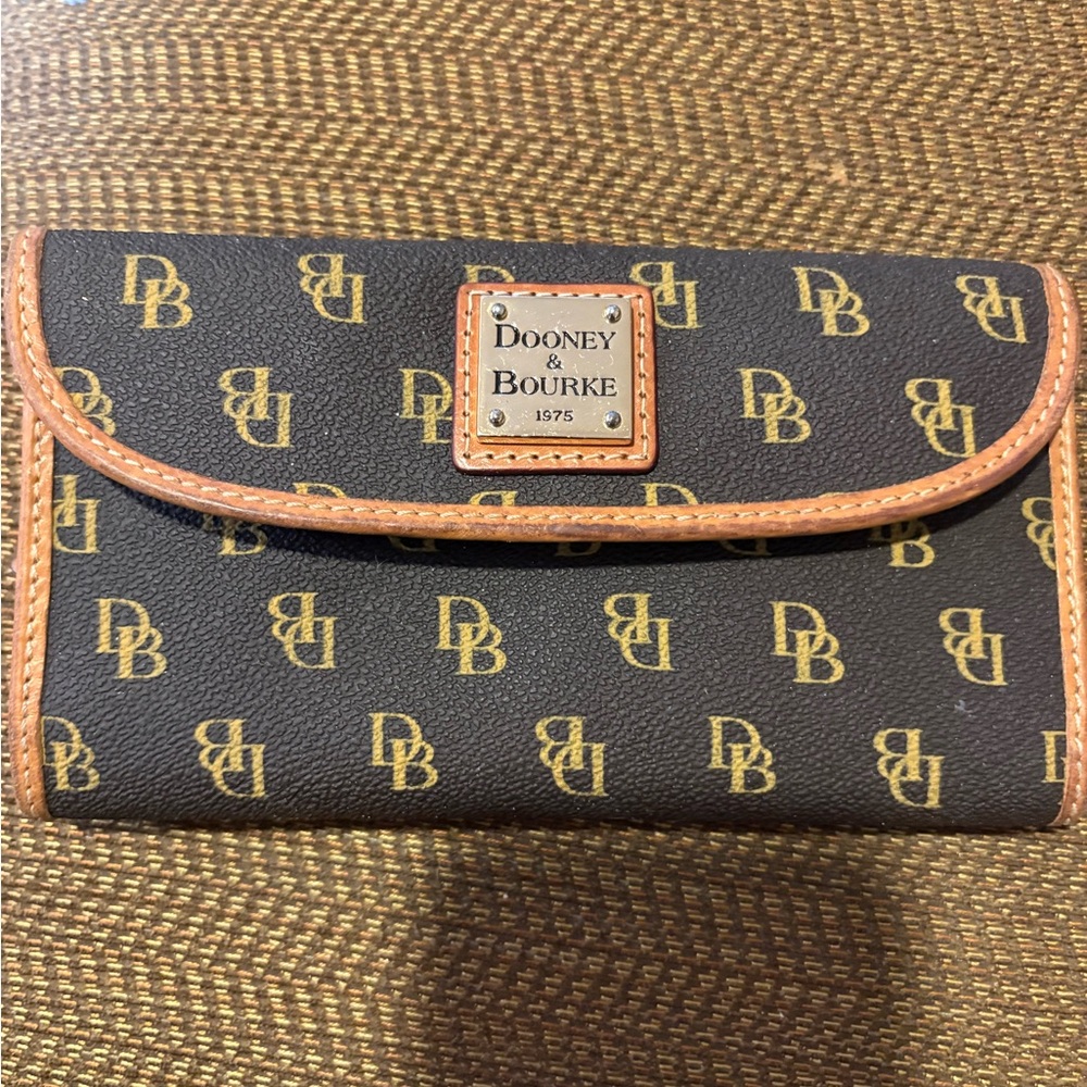 Dooney & Bourke Brown  and Tan Logo Wallet